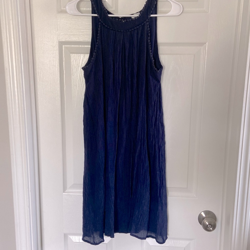 Blue crinkle shift dress